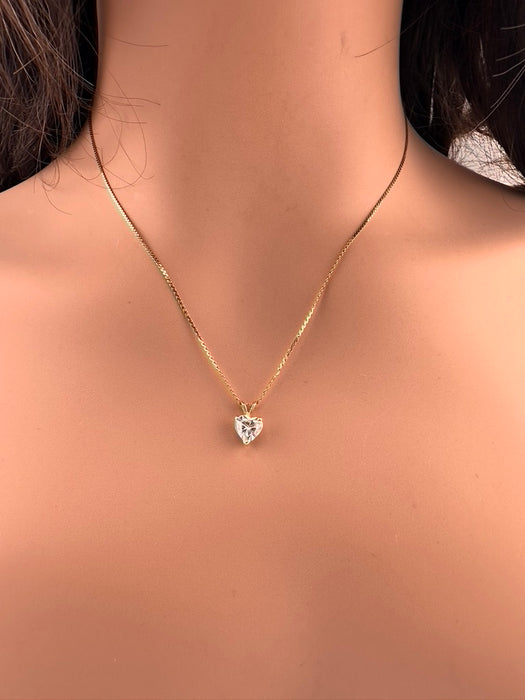 18k Gold Pendant Necklace with Heart shaped Pendant 18"-EZ Jewelry and Decor