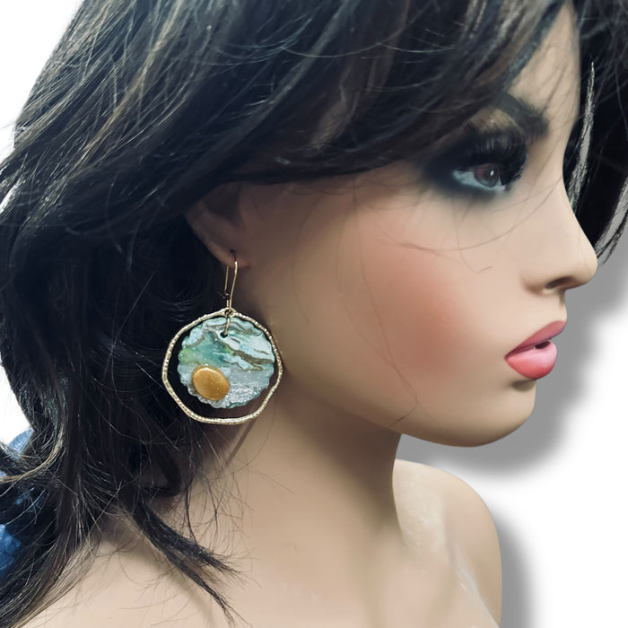 Geometric Modern Dangle Earrings – Handmade Polymer Clay Statement Jewelry, Lightweight Artistic Design 2.5"