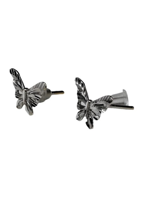 18k White Gold Butterfly Stud Earrings. 0.5"-EZ Jewelry and Decor