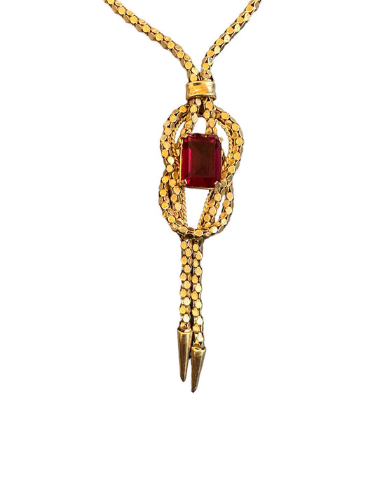 Italian UnoAErre 18K Gold and Ruby Bolero Necklace. 15.5in. 17 grams-EZ Jewelry and Decor