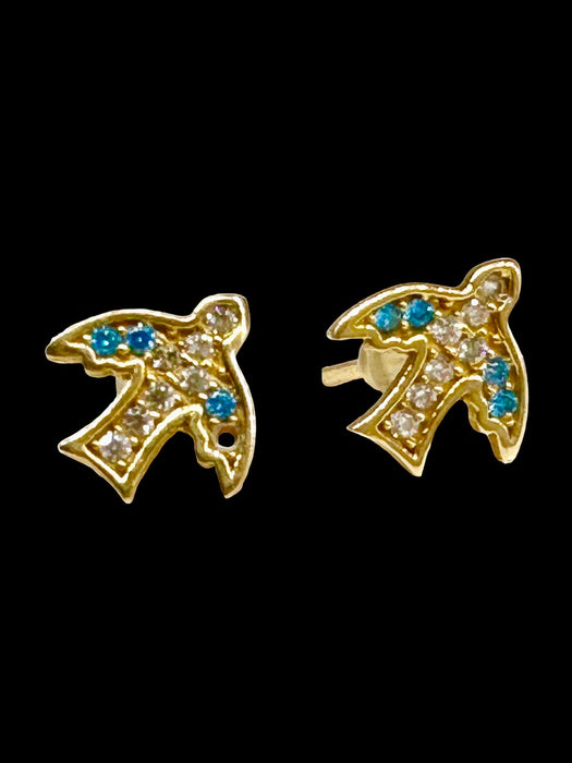 18k Gold Swallow Bird Stud Earrings, Small gold earrings.-EZ Jewelry and Decor