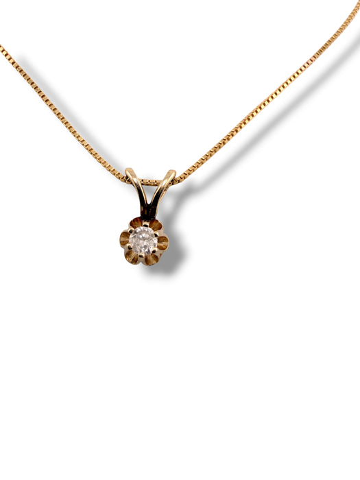 14K Gold Diamond Solitaire Necklace, 18” , Gift for Her, April Birthstone, Love, Anniversary Gift