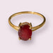 14k Gold Ring With 1.5 Ct Ruby Size 7.5, Oval Four Prong Ruby Solitaire Ring-EZ Jewelry and Decor