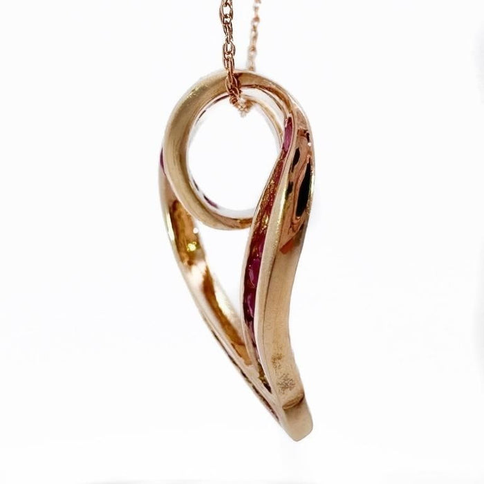 Ruby Looping Heart PendantNecklace In 10k Gold, 18in