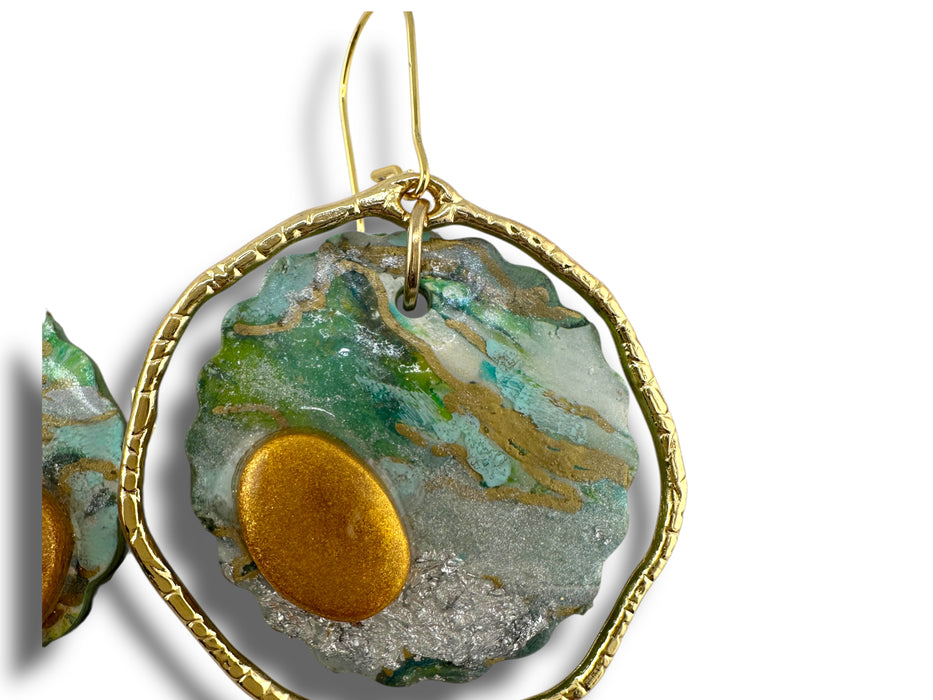 Geometric Modern Dangle Earrings – Handmade Polymer Clay Statement Jewelry, Lightweight Artistic Design 2.5"