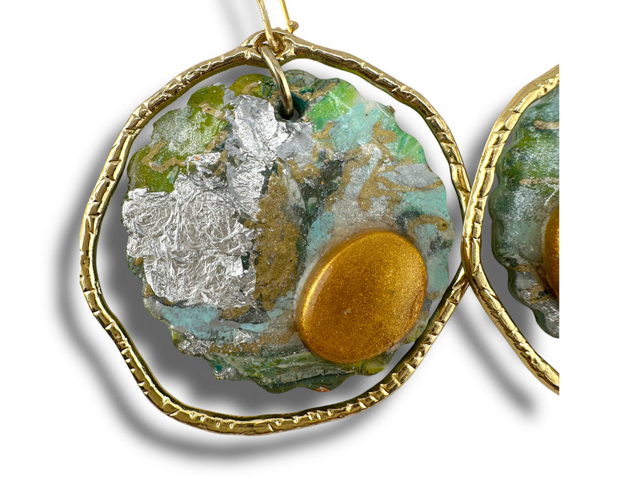 Geometric Modern Dangle Earrings – Handmade Polymer Clay Statement Jewelry, Lightweight Artistic Design 2.5"