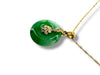 Green jade pendant 1in T. Pendant  Gold, Diamond and Jade, Good Fortune Necklace