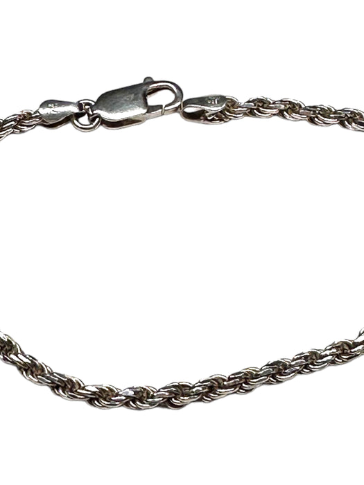 Silver Rope Bracelet, Italy 7.25"