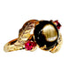 18k Gold & Ruby Ring with a Smoky Quartz Gemstone in Center, Size 4.7.-EZ Jewelry and Decor