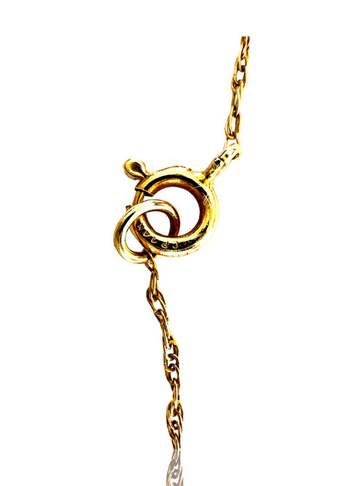 Necklace 14K Gold Delicate Chain with Yellow Citrine and Diamond, 19"-EZ Jewelry and Decor