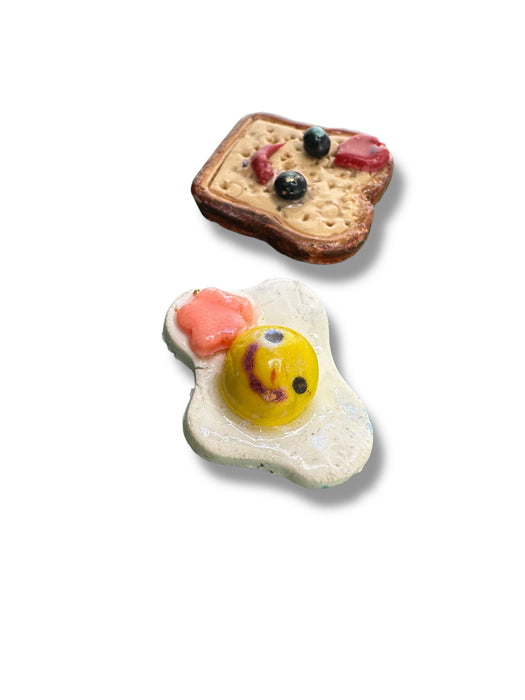 Egg and Toast Stud Earrings – Cute Polymer Clay Handmade Funny Earrings