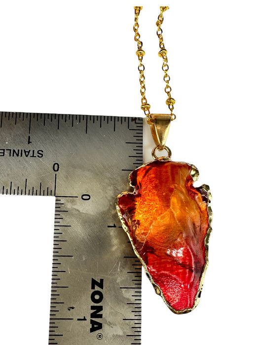 Stylish Arrowhead glass pendant on 17 in chain stamped 18k GF-EZ Jewelry and Decor