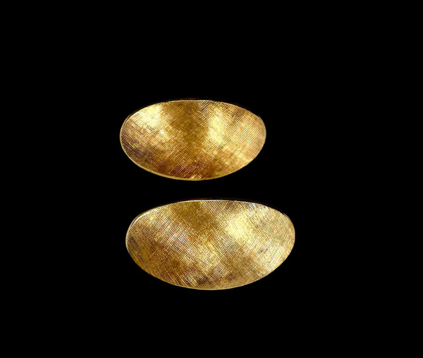 14k Oval Shield Dangle Gold Earrings with a Smooth Textured Finish-EZ Jewelry and Decor