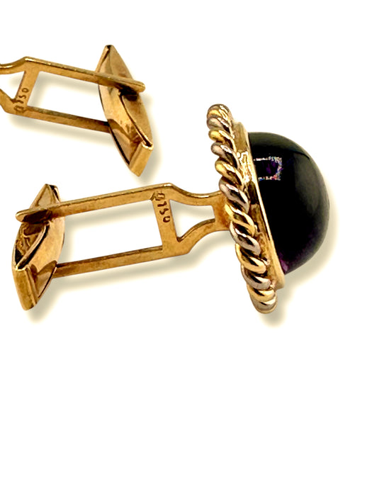 18k Gold and Amethyst Cufflinks 11.58gr, February Birthstone, Gift for Him