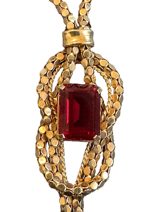 Italian UnoAErre 18K Gold and Ruby Bolero Necklace. 15.5in. 17 grams-EZ Jewelry and Decor