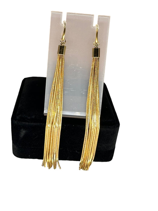 STUNNING 14K GOLD PLATED WIRE MK TASSEL PIERCED EARRINGS, 4.7"-EZ Jewelry and Decor