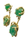 18K Gold Raw Opaque Emerald Earrings, Dangling Green Emerald and Gold Earrings. 1.26" T-EZ Jewelry and Decor