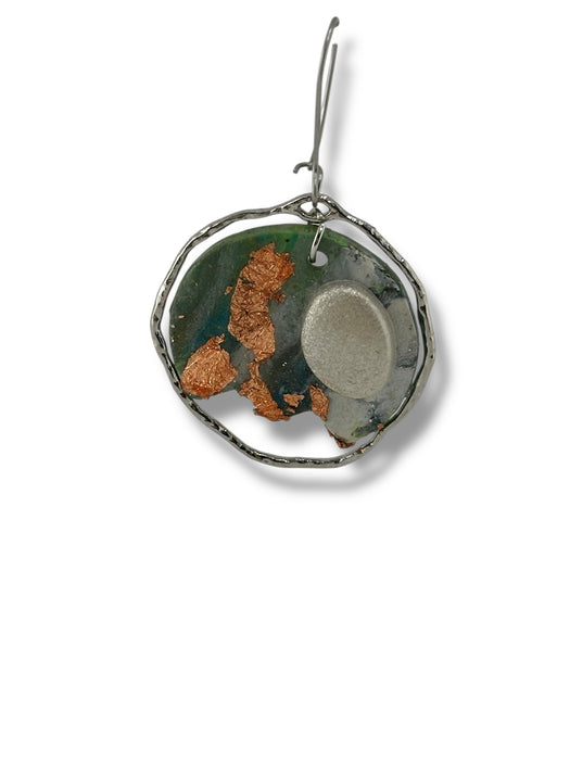 Floral Modern Dangle Earrings – Handmade Polymer Clay Earrings with Metallic Accents, Lightweight 2.2”