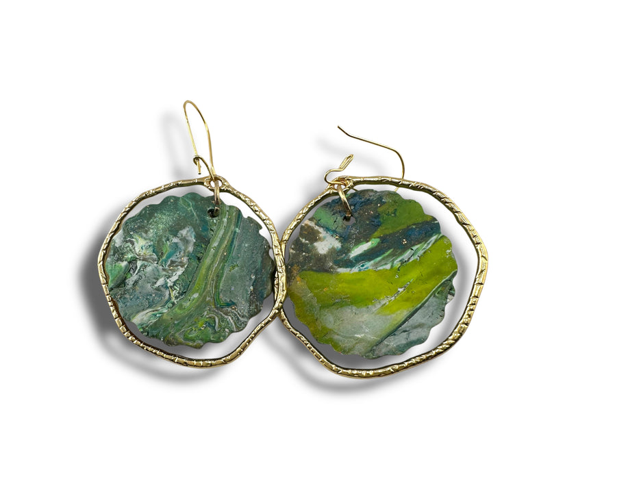 Geometric Modern Dangle Earrings – Handmade Polymer Clay Statement Jewelry, Lightweight Artistic Design 2.5"