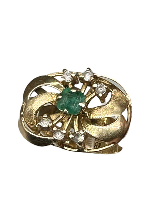 Antique 18k Gold, Diamond & Emerald Ring, size 6-EZ Jewelry and Decor