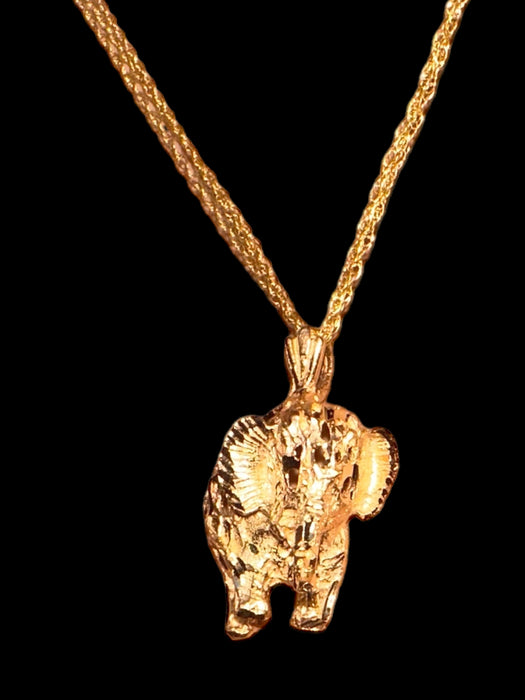 14k Elephant Pendant Necklace with 16" 10k  Three Strand Rope necklace chain-EZ Jewelry and Decor