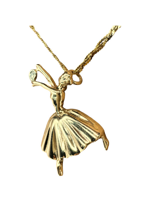 Gorgeous 14K Gold &  2.20 mm Diamond Ballerina Pendant Necklace. 16"-EZ Jewelry and Decor