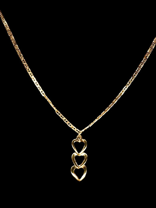 10k Gold Love necklace Three Hearts Italian, 20”