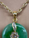 Jade and Diamond Pendant Disk, 1in T. 20k Gold, Diamond and Jade, Vintage Chinese Jewelry-EZ Jewelry and Decor