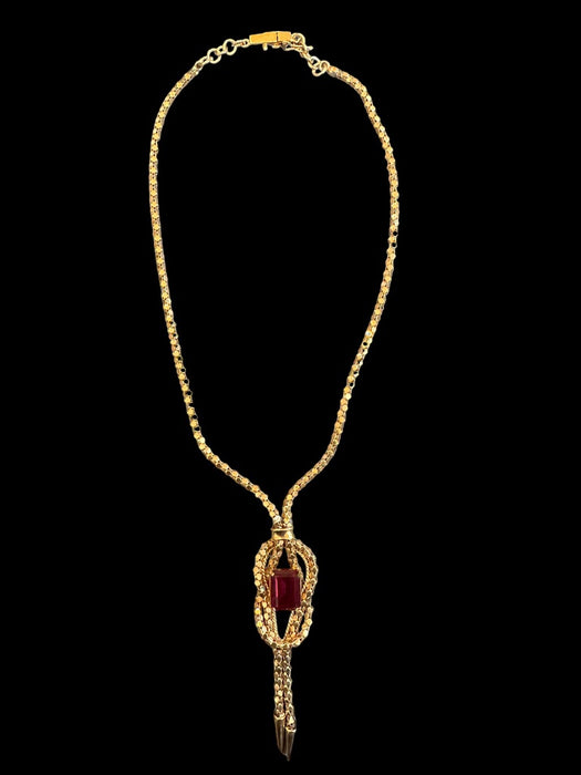 Italian UnoAErre 18K Gold and Ruby Bolero Necklace. 15.5in. 17 grams-EZ Jewelry and Decor