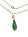 Necklace in 14K Gold with Jade and pearl Pendant on Delicate Chain-EZ Jewelry and Decor