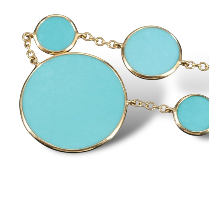 Ippolita Set Polished Rock Candy 18K Turquoise Circle Station Necklace and Earrings, Buy as a Set or Separately