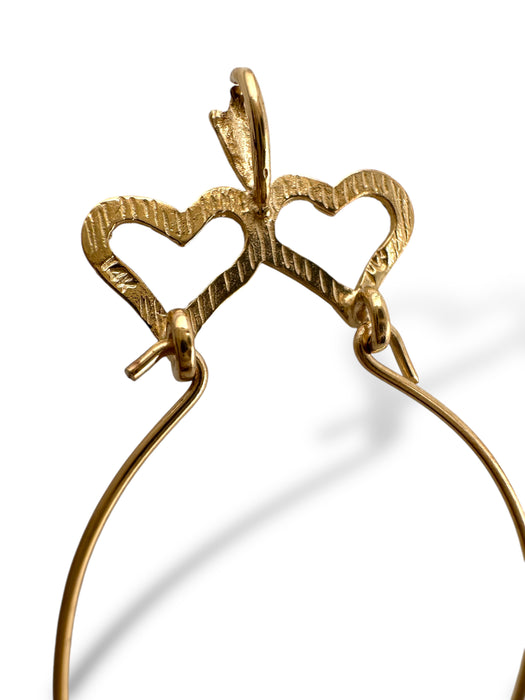 Double Heart Charm Holder Pendant 14k-EZ Jewelry and Decor