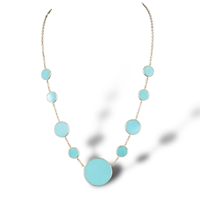 Ippolita Set Polished Rock Candy 18K Turquoise Circle Station Necklace and Earrings, Buy as a Set or Separately