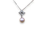 18K Diamond & Pearl Pendant Necklace18.5inch.-EZ Jewelry and Decor