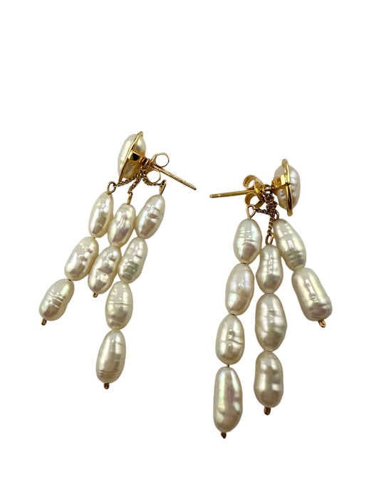 14K Gold & Freshwater Pearl Earrings, Two Style: Stud And Drop Earrings