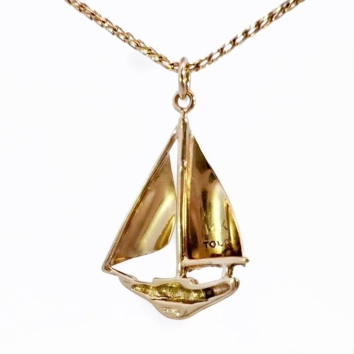 Sailboat Pendant 14k Yellow Gold Pendant, 1in