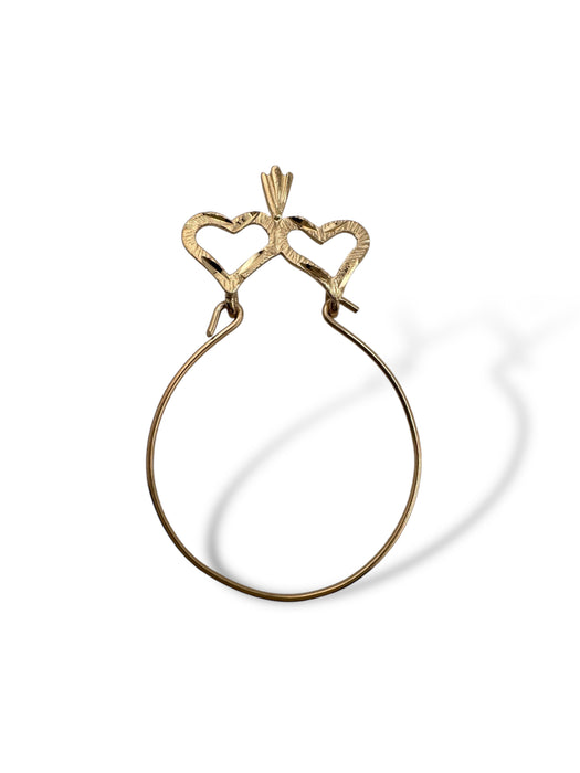 Double Heart Charm Holder Pendant 14k-EZ Jewelry and Decor