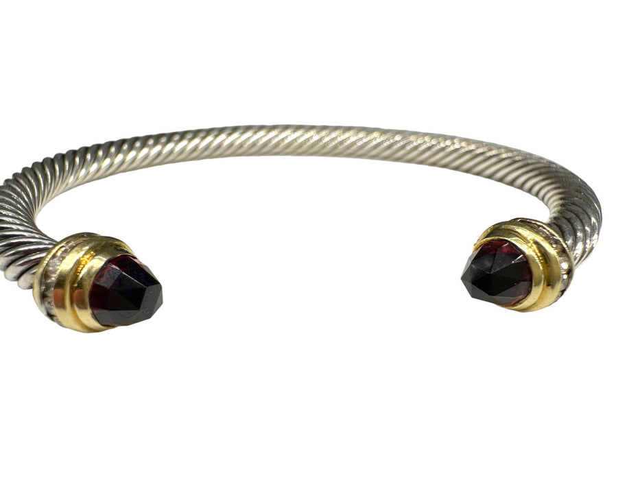 DAVID YURMAN Tourmaline & Diamond Cuff Bracelet in 18K Gold  and Sterling Silver.-EZ Jewelry and Decor