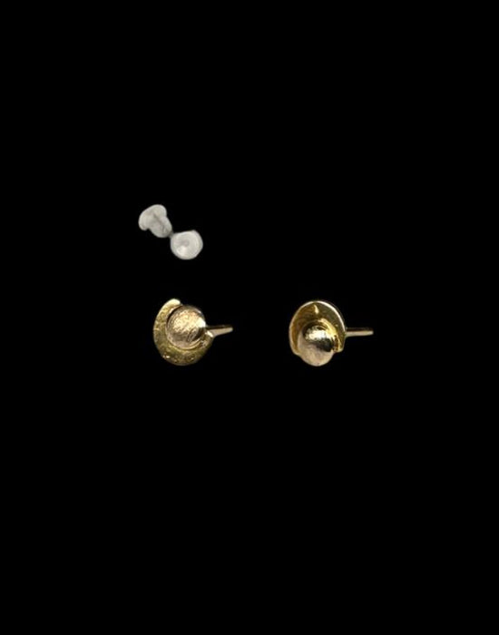 18k Gold Moon Stud Earrings, Small Gold Earrings.-EZ Jewelry and Decor