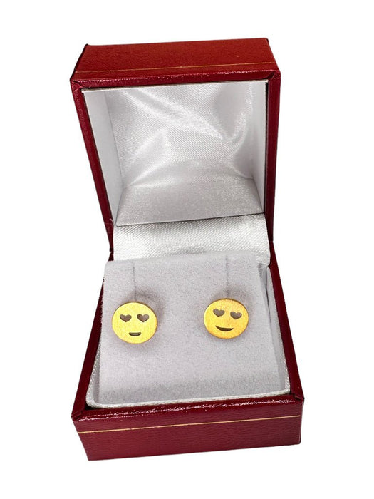 18k Gold Love Face Stud Earrings, Emoji Gold Stud Earrings.-EZ Jewelry and Decor