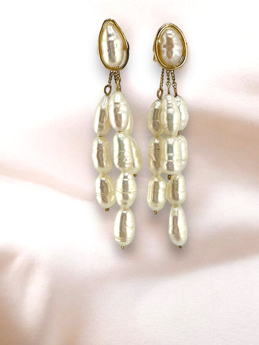 14K Gold & Freshwater Pearl Earrings, Two Style: Stud And Drop Earrings