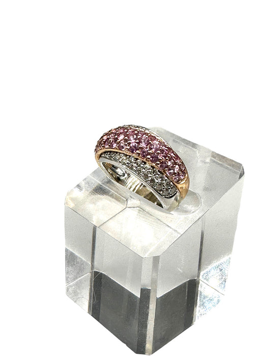 18k Gold, Diamond & Pink Tourmaline Ring - 7.3g TW 18k Diamond and pink tourmaline ring. Size 5.-EZ Jewelry and Decor