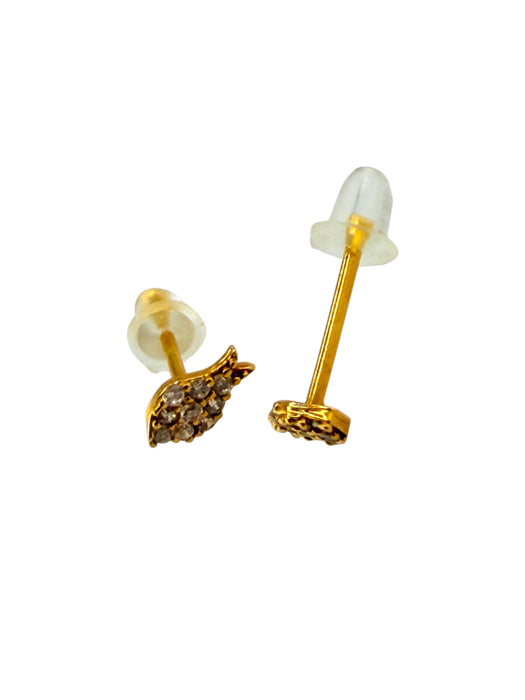 18k Gold, Fish Small Stud Earrings Dainty Earrings, February- March Symbol