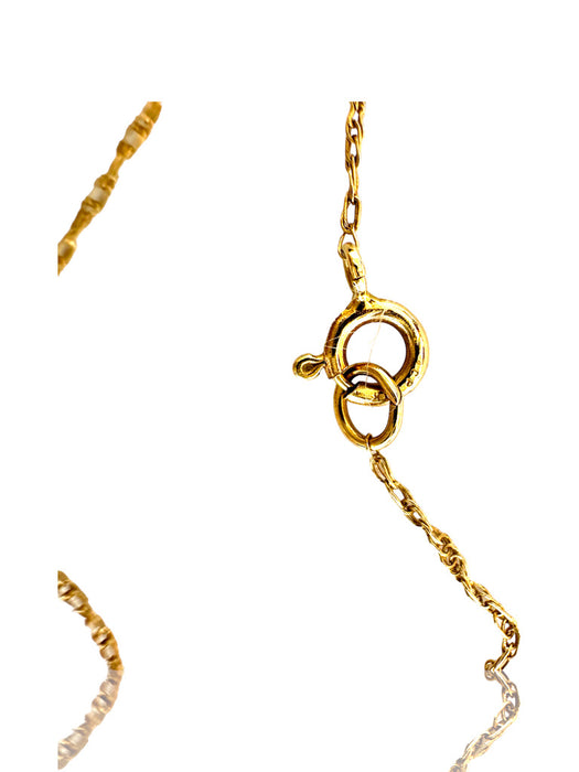 Necklace 14K Gold Delicate Chain with Yellow Citrine and Diamond, 19"-EZ Jewelry and Decor