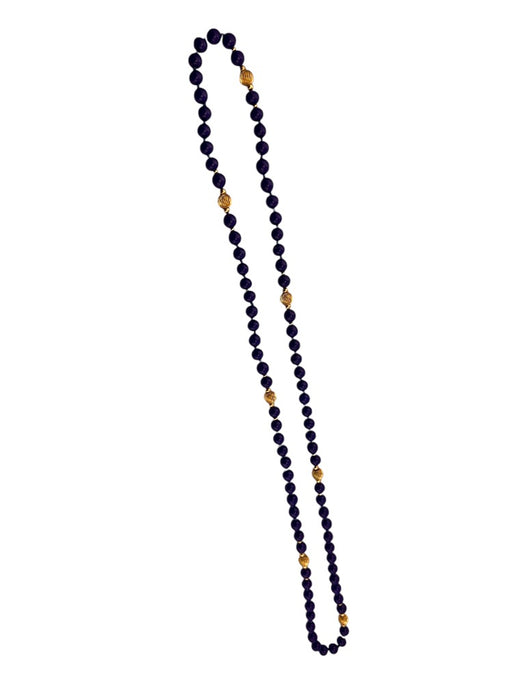 14K Yellow Gold Fine Blue Lapis Lazuli Beaded Necklace, 32"-EZ Jewelry and Decor