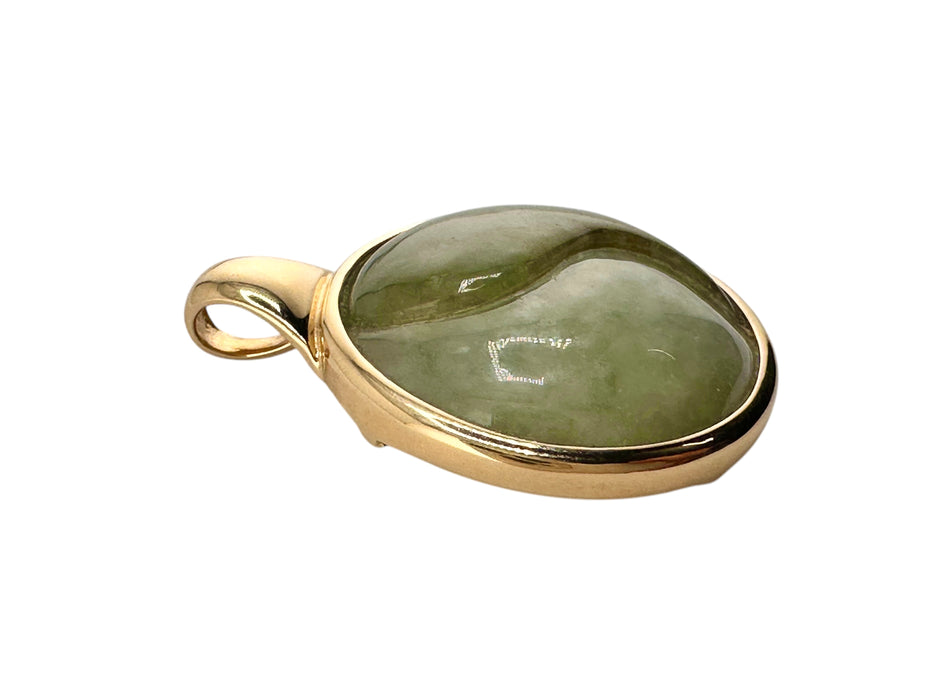 Jade Yin-Yang Pendant in 14K & Green Jade. 1.17 inches Tall,  Balance Spiritual Pendant, Good Fortune Pendant