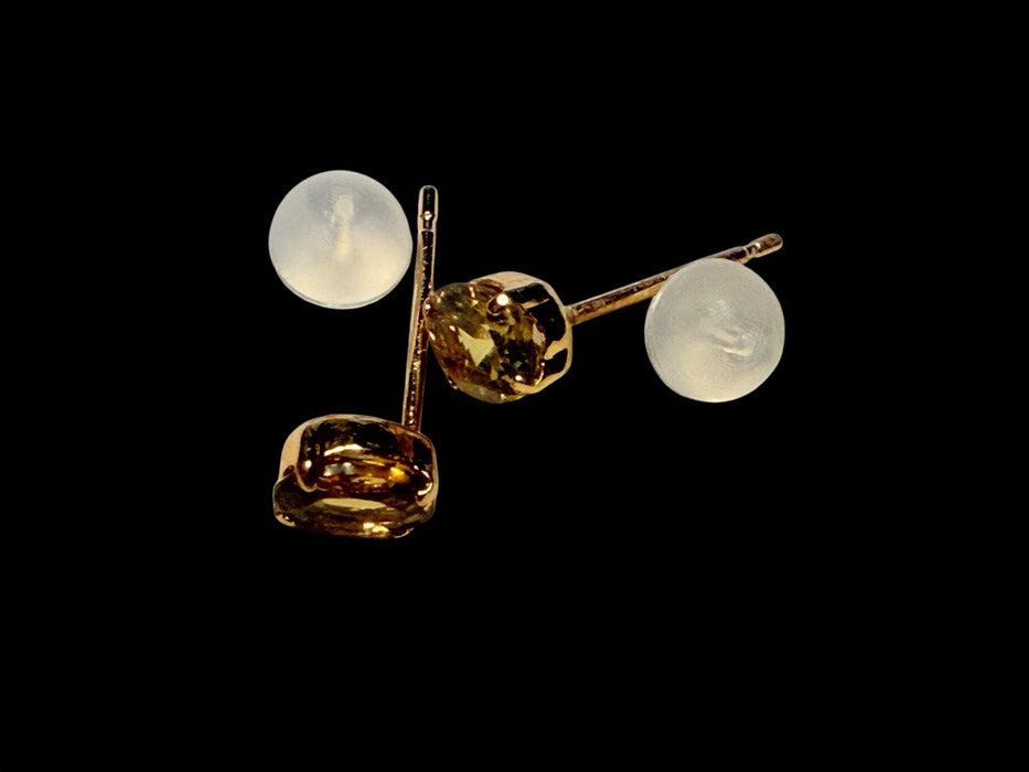 18K Gold Chrysoberyl Stud Earrings | Natural Gemstone Earrings, Minimalist Design