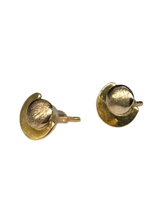 18k Gold Moon Stud Earrings, Small Gold Earrings.-EZ Jewelry and Decor