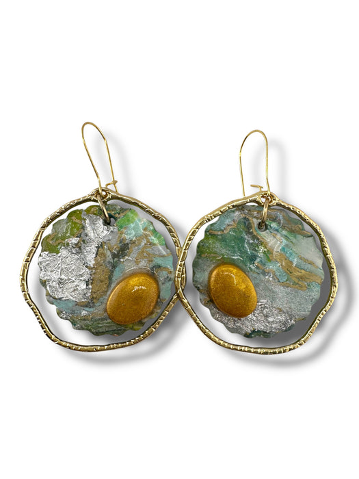 Geometric Modern Dangle Earrings – Handmade Polymer Clay Statement Jewelry, Lightweight Artistic Design 2.5"