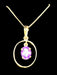 18k Gold and Purple Amethyst Pendant Necklace with 14K Gold Flat Chain Necklace 16”-EZ Jewelry and Decor